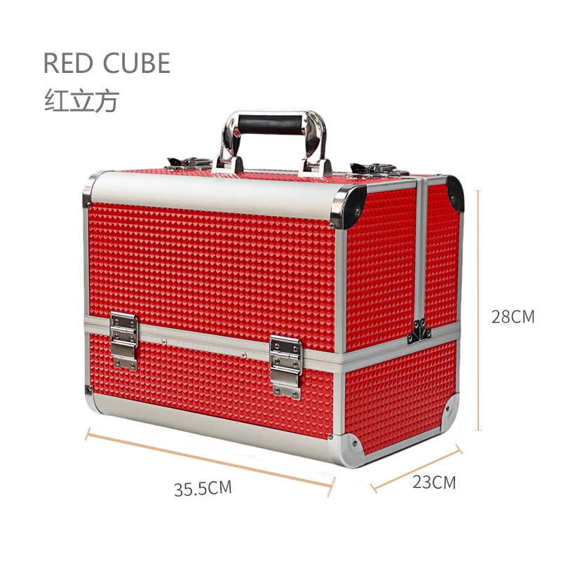 Caja de maquillaje profesional a prueba de agua a prueba de polvo, maleta de aleación de aluminio, caja de almacenamiento de herramientas de manicura de gran capacidad de diseño en capas