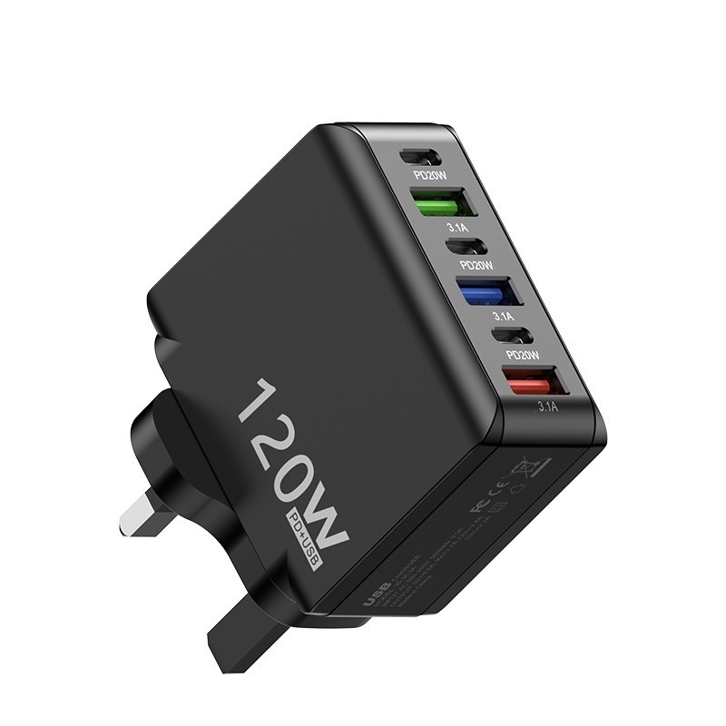 120Wスマートフォン充電器3USB 3PD美規欧規英規多口充電器ヘッド|undefined