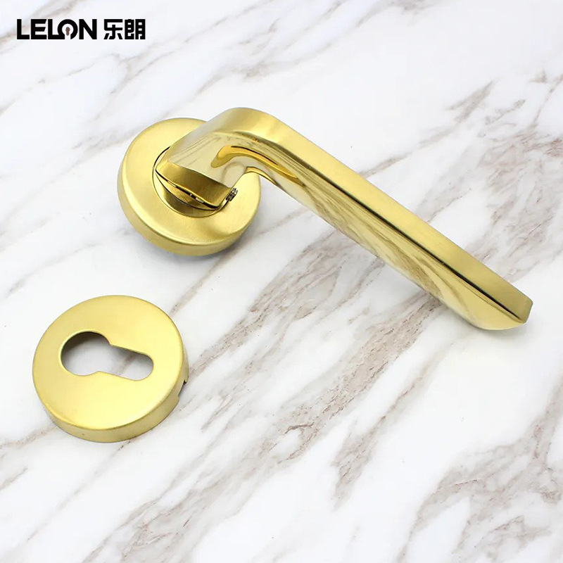 Manija de puerta de dormitorio francesa de acero inoxidable dorado 304 manija de cerradura de separación imitación de fundición de lujo accesorios de cerradura de puerta ligera