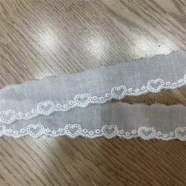 打孔爱心棉布纯棉花边心形水溶刺绣花边服装蕾丝裙边花边辅料DIY