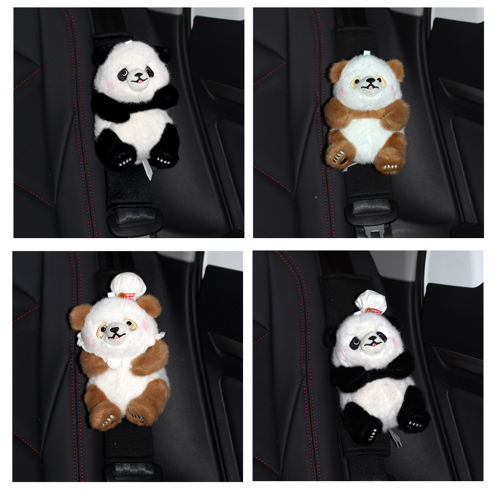 Protector de Hombro de Peluche Panda para Cinturón de Seguridad, Decorativo y Suave, para Auto