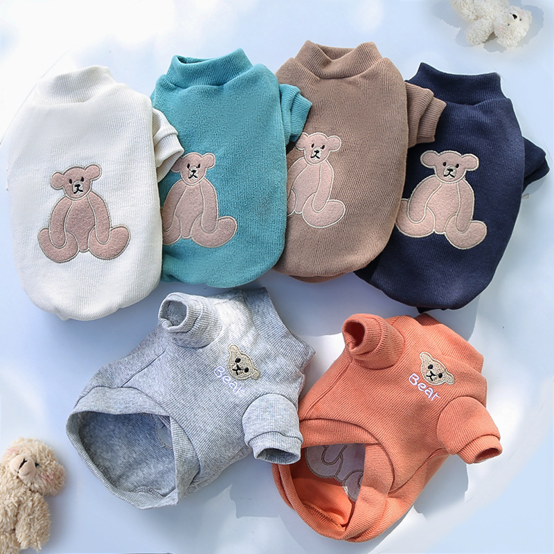 En stock para mascotas pequeño mediano perro grande cubo francés gato oso de peluche ropa para perros suministros camisa de fondo fábrica al por mayor