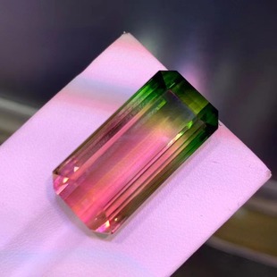 Wholesale natural Brazil two-color watermelon tourmaline bare stone ring face emerald cutting support re-inspection generation inlay
