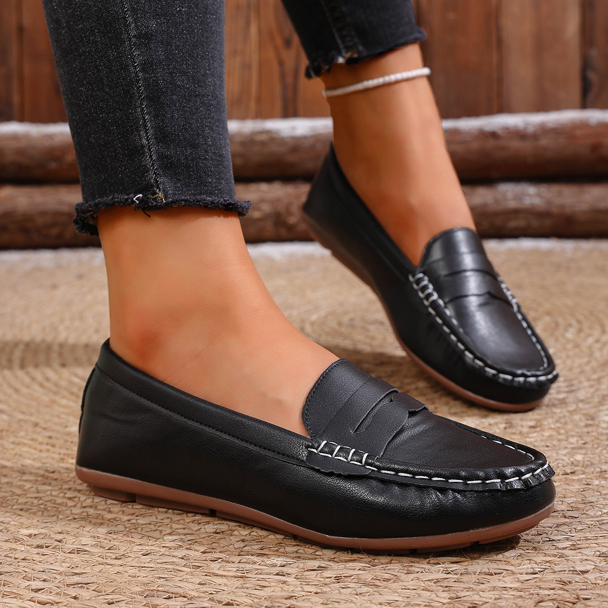Mocasines Planos para Mujer de Cuero Sintético para Banquetes