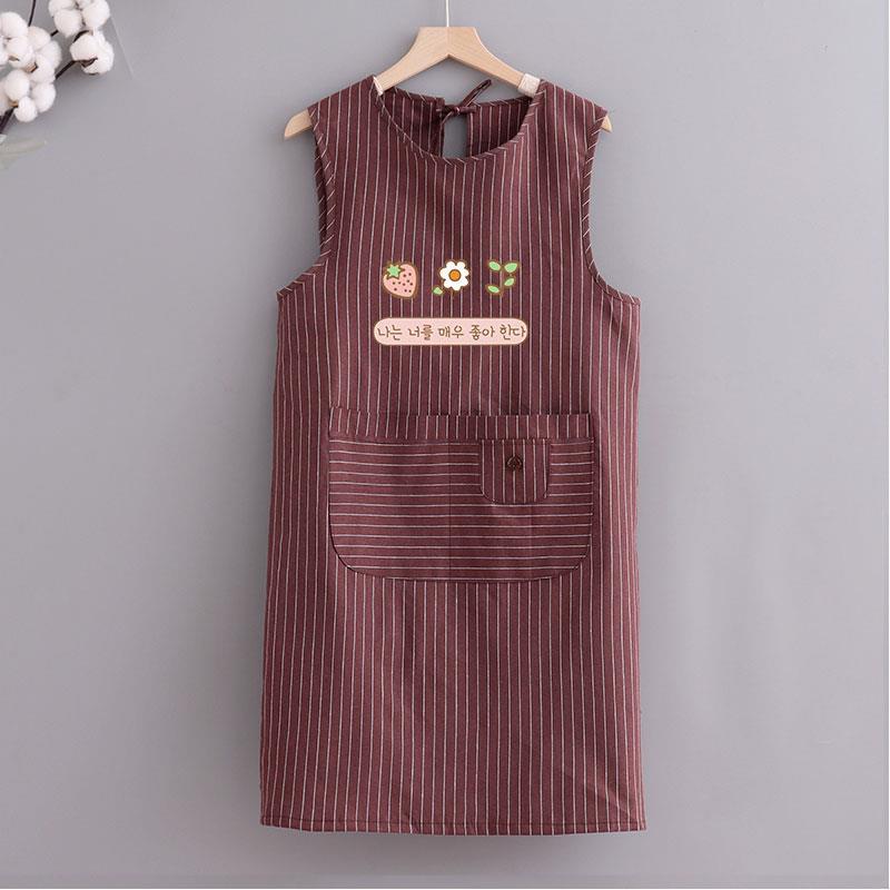 스트라이프 더블 레이어 방수 조끼 한국 스타일 꽃 커피 색상