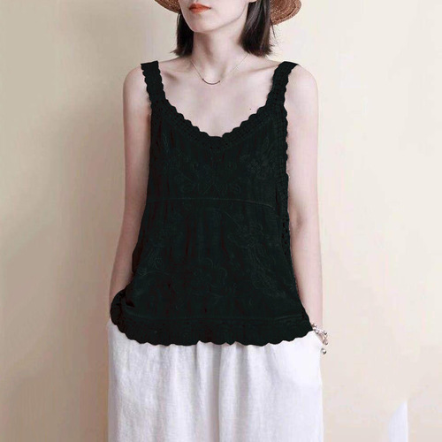 New cotton camisole women's summer loose and simple inner wear ethnic style V-neck sleeveless bottoming shirt top