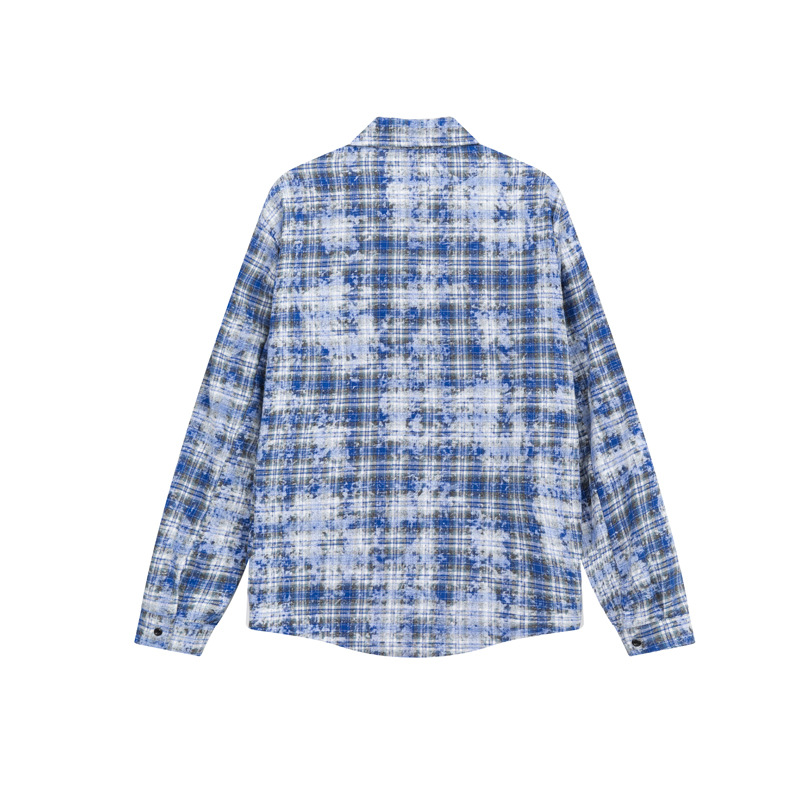 Camicia da uomo con ricamo a lettere, tinta unita, ampia, a quadri, alla moda, casual, unisex_voghion.com