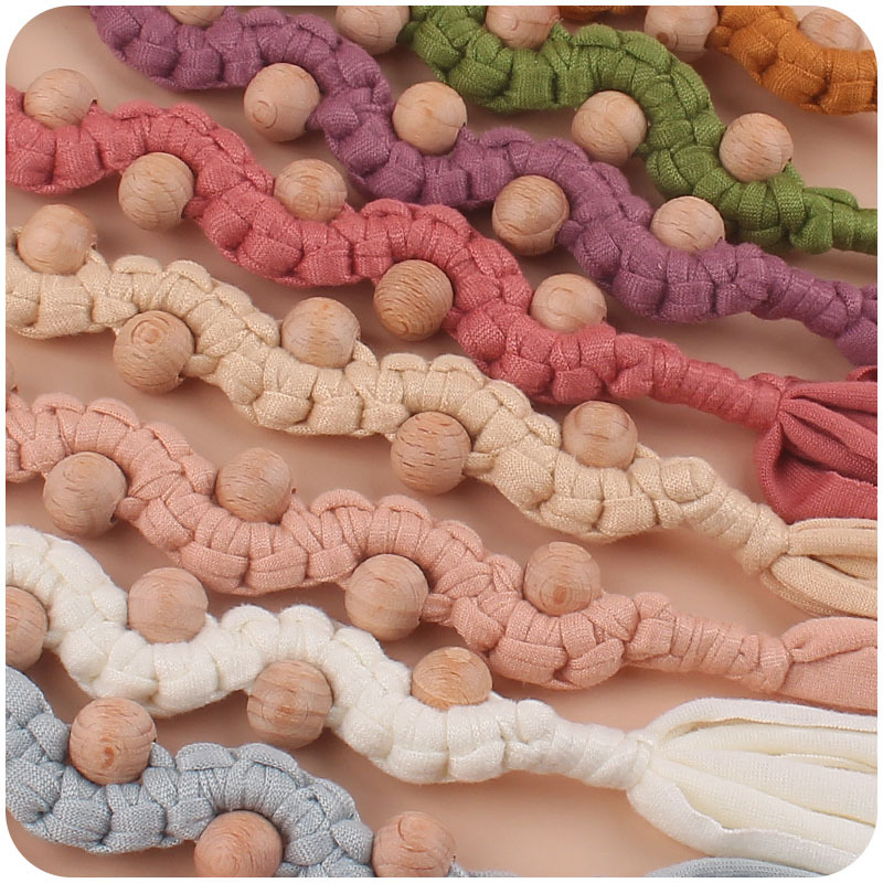 Bebé suministros de haya chupete clip bebé creativo DIY hecho a mano algodón tejido chupete cuerda anti-gota cadena