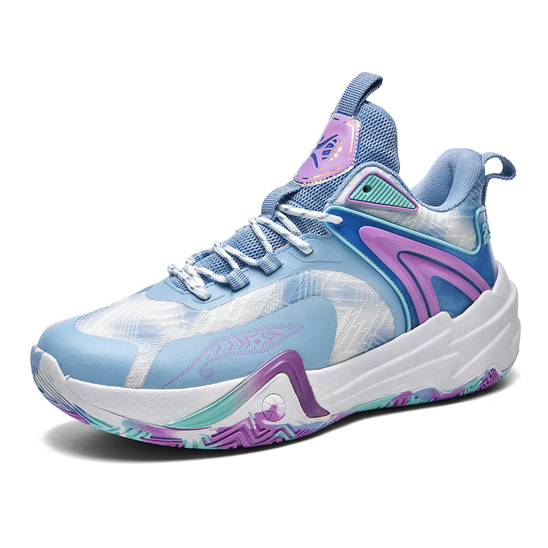 Primavera de moda nuevo tipo de zapatos de baloncesto Duan Duan para hombres mallas respirables zapatos de alta altura antideslizantes fricción sonido