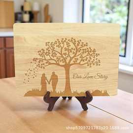 跨境砧板喷绘激光雕刻纪念菜板家用切菜板双面节日可便携砧板