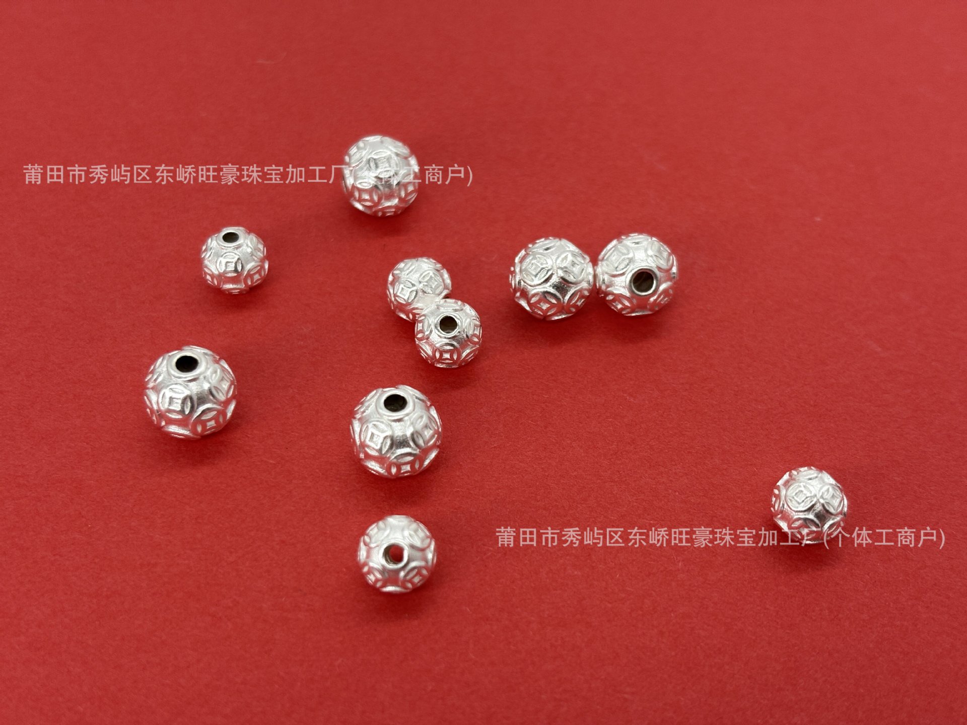 Pure Silver 999 Round Gold Coin Fortune Beads, Pure Silver 3D Craftsmanship Loose Beads, Spacer Beads, DIY Silver Jewelry Accessories, Braided Rope Bracelet, Hand String Bracelet