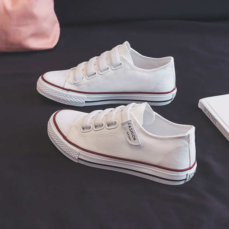 2023 nuevos zapatos de lona de estudiante de velcro zapatos de mujer slip-on mocasines sin encaje todo partido zapatillas de deporte casuales mujeres image 8