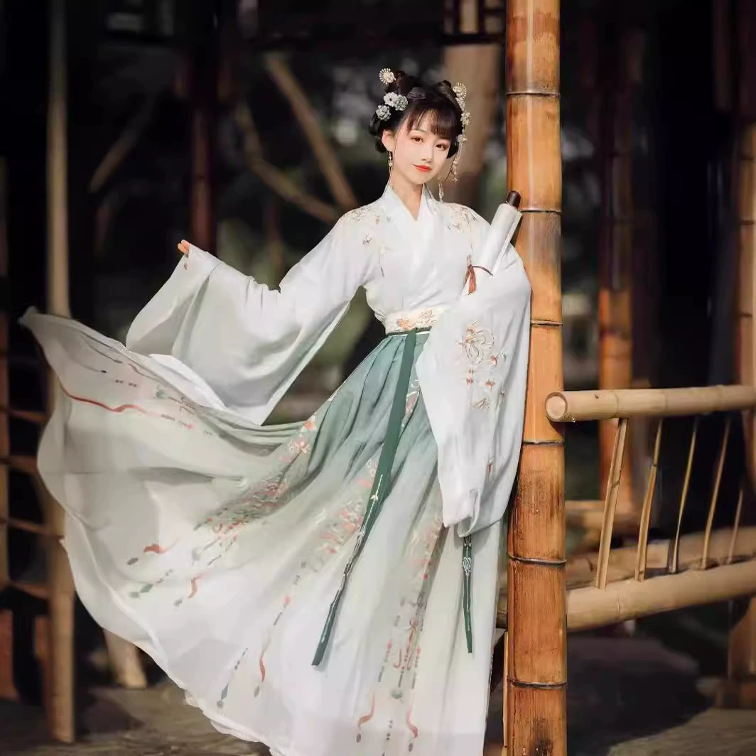 Оригинальная Женская юбка Hanfu 2024, новинка [возвращение], с перекрестным воротником, на талии, костюм в стиле Вэй и Цзинь, весенняя одежда, оригинальные товары