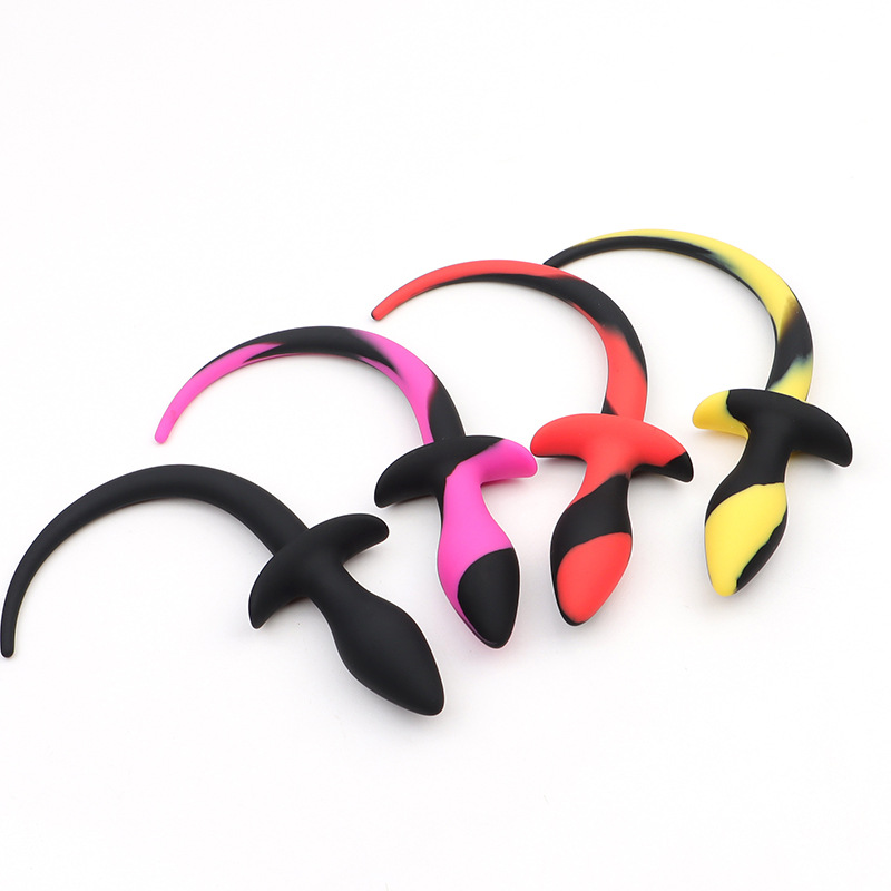 Silicone Dog-Tail Anal Plug Beads, 37 g Rose Red Flirting Prop — detail image 8