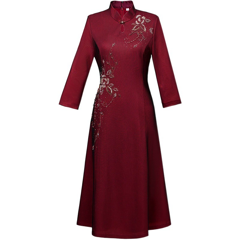 Новое летнее платье 2025 года из сетки с бисером для свадебного банкета для матери невесты и свекрови среднего возраста.