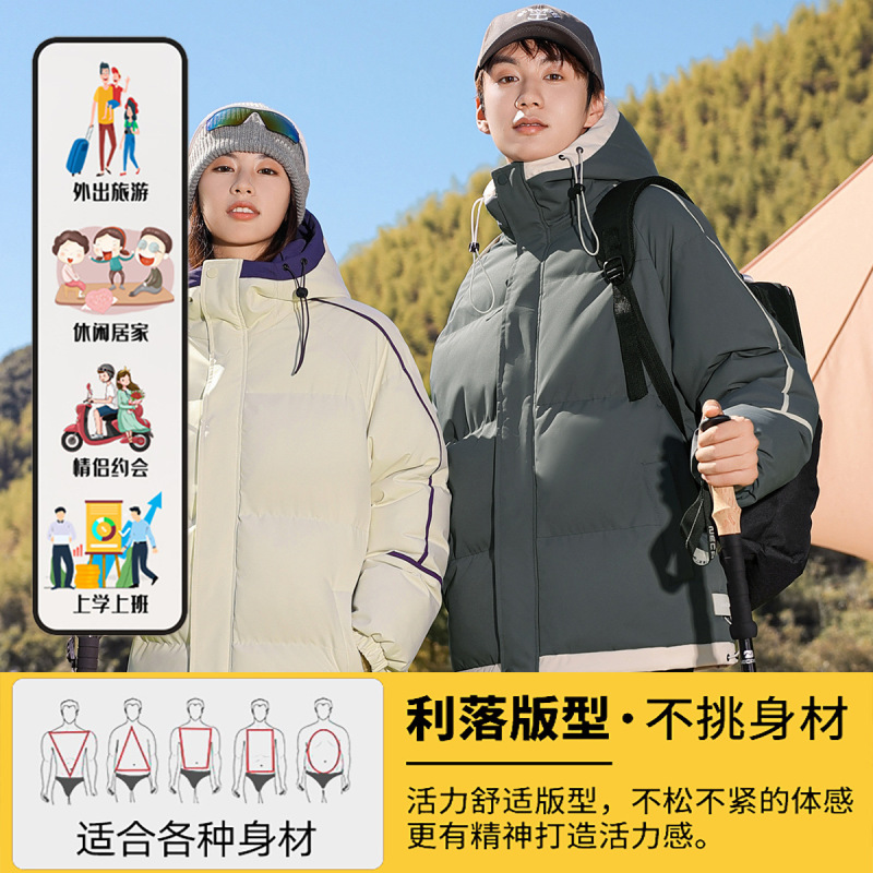 2025新款日系复古棉服男款冬季连帽宽松保暖防风加厚纯色男士棉衣|undefined