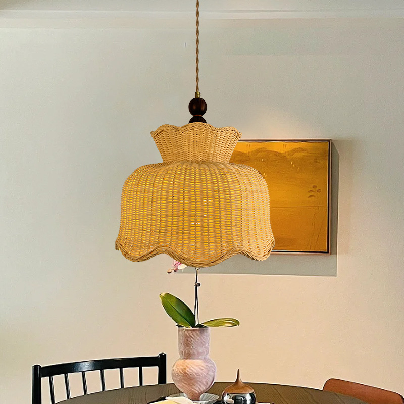 Viento tranquilo Retro Residencia sala de estar restaurante Zen hotel chino sala de té japonés tejido a mano sombrero de paja candelabrera