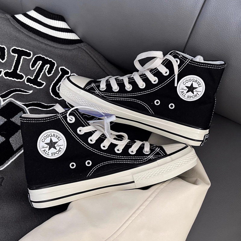 Meiqi Converse Putian Classic Black High-Top Canvas Shoes for Men and Women, Low-Top Sneakers with Vulcanized Soles Meiqi Converse Putian Classic Black High-Top Canvas Shoes for Men and Women, Low-Top Sneakers with Vulcanized Soles