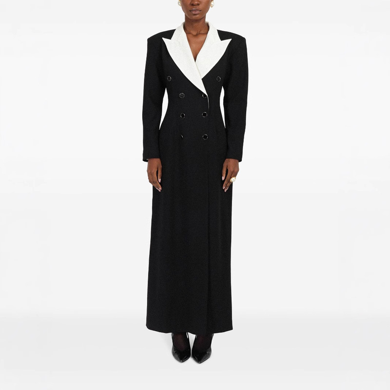 2026 Autumn/Winter New Style Double-Breasted Color-Blocked Collar Slim Fit Long Sleeve Elegant Women's Blazer