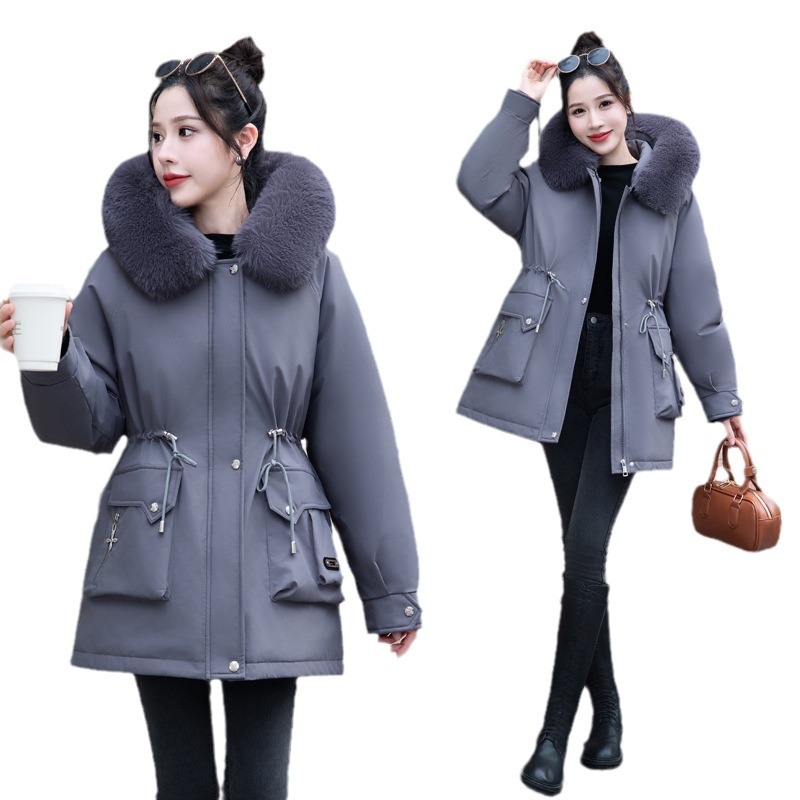 Una ropa de invierno, tres nuevos tipos desmontables de invierno para mujeres, 2024 nuevos tipos de invierno para la cintura y el grosor de la chaqueta de cuello de lana