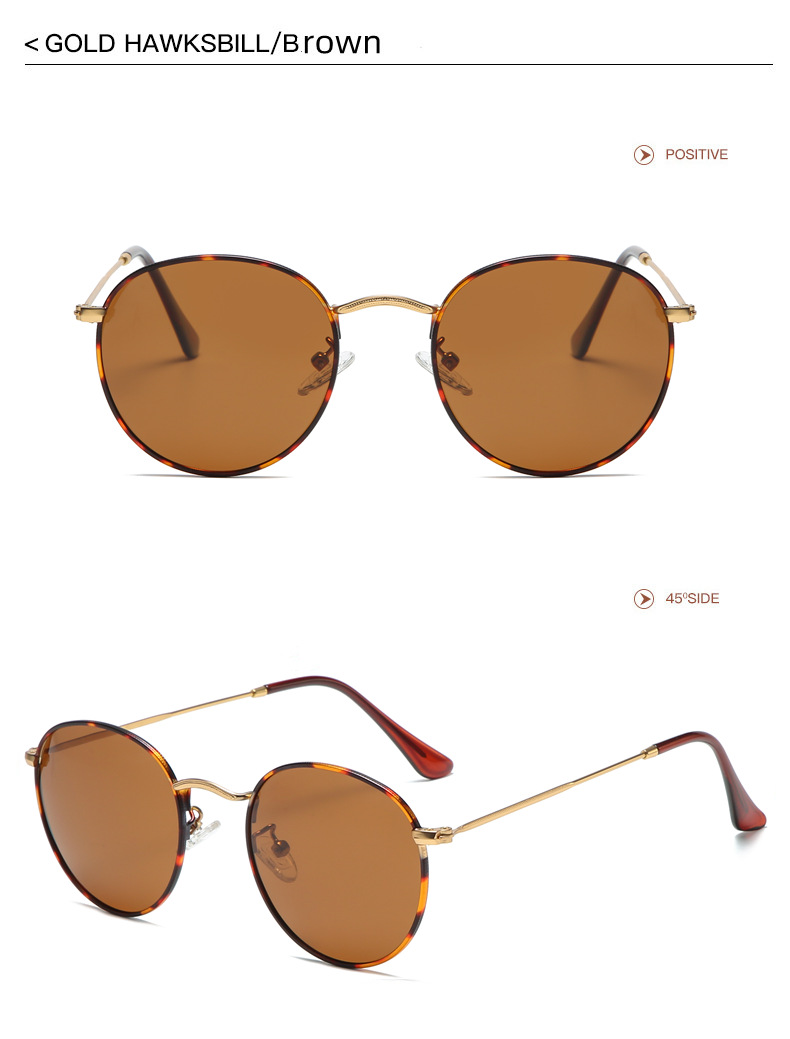 50g Weight Full Frame Glasses Structure Sunglasses Classification Tac, UV400 Protection Lens Material Round Frame Glasses Style Outdoor Occasion Solid Color Pattern Unisex Gender Retro Style Gold, Yellow Color Retro Solid Color Tac UV400 Protection Round Frame Full Frame Women's Sunglasses 20