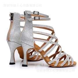 跨境欧美high heels银色凉靴子室内专用软底高帮舞蹈靴高跟爵士靴