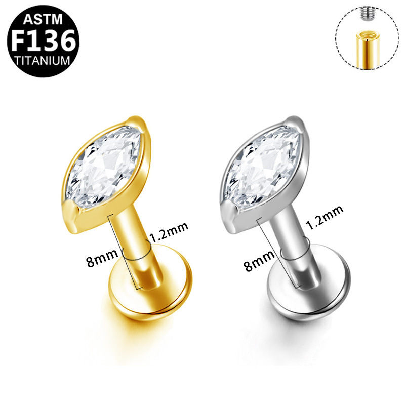 Pointed titanium steel lip stud product view