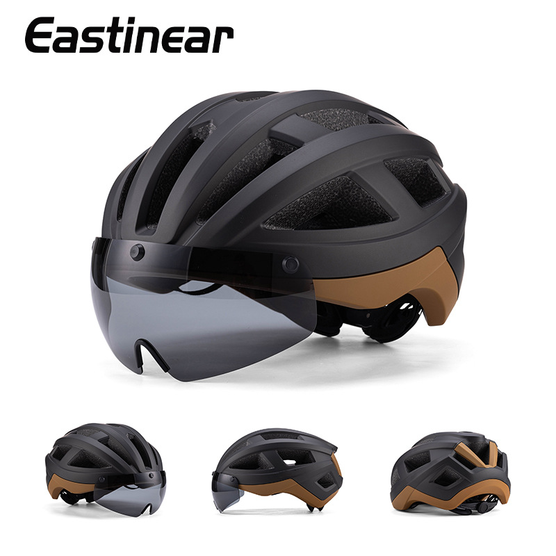 고글이 달린 검정색과 갈색 이중 쉘 가장자리