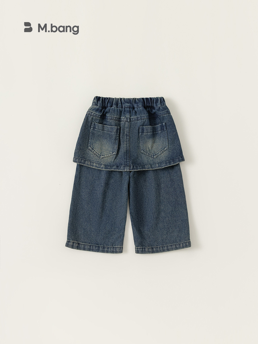 Ropa Infantil Youbao, Jeans para Niñas, Colección Primavera 2026, Pantalones Rectos para Niños con Diseño de Parches, Pantalones Largos para Niños Pequeños con Solapa Trasera
