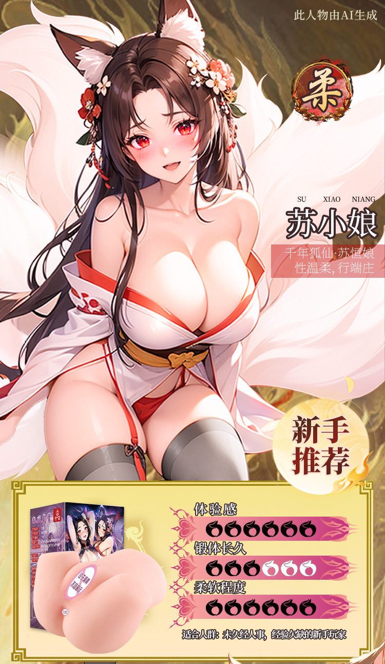 Jiuai Half-Body TPE Masturbator with Vaginal and Buttocks Mold, Manual, Realistic Adult Toy — detail image 6