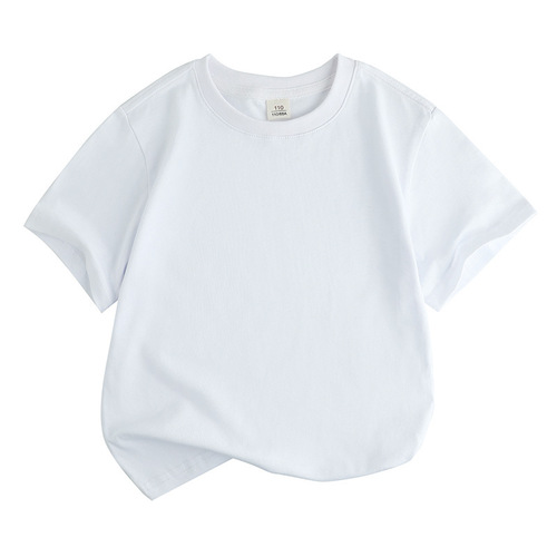 Custom-designed summer children's short-sleeve T-shirts, loose and casual pure cotton base shirts, parent-child sets, group clothing, and activity wear, one piece.