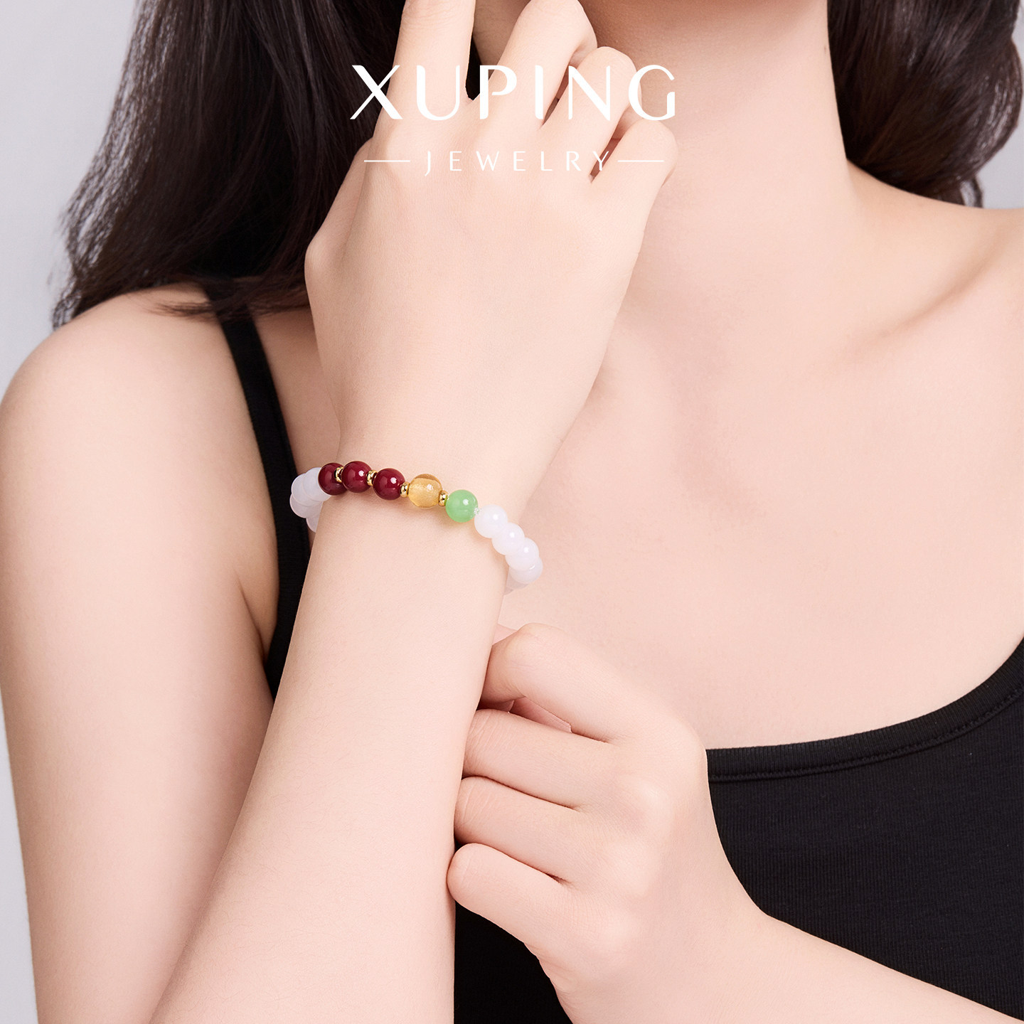 Xuping nuevo estilo chino de jade temperamento elegante pulsera primavera simple moda suave pulsera de cuerda elástica al por mayor