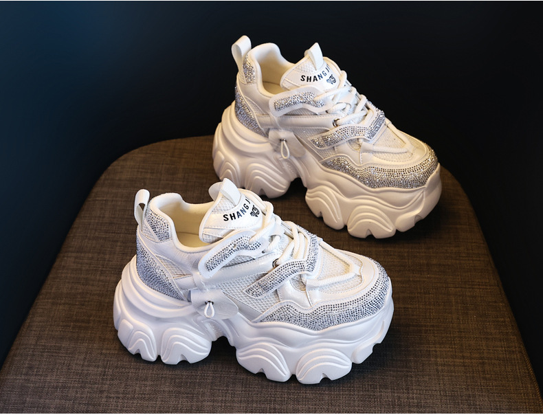 Giày sneaker nữ chunky đế dày độn cao bên trong HS569-3 kiểu mới mùa xuân — Màu trắng chi tiết 5