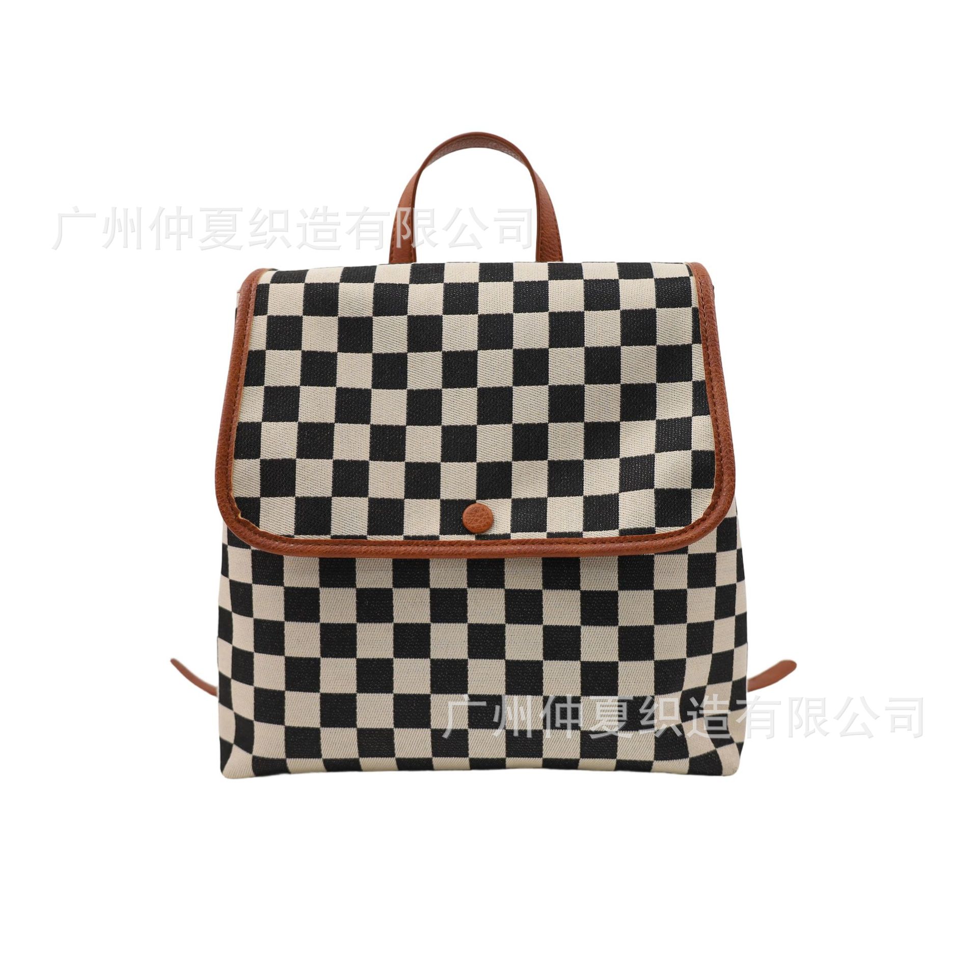 New European And American Style Checkerboard Backpack For Women, Large Capacity Versatile Travel And Commuter Bag - Thumbnail 6