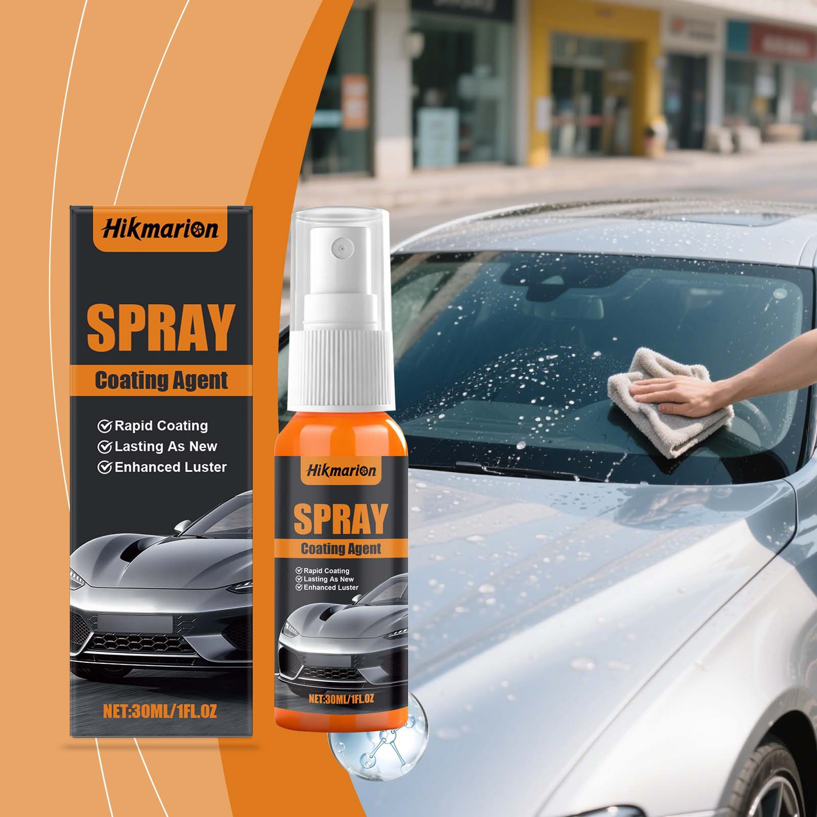 Hikmarion Car Coating Spray Maintenance Car Exterior Coating Cleaning and Shine Care Spray