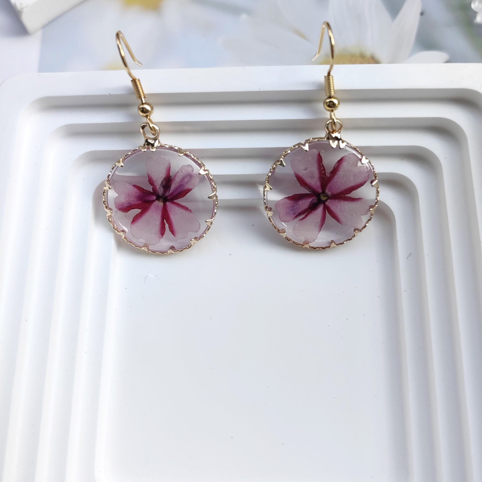 1 Pair Pastoral Flower Flowers Plastic Resin Drop Earrings display picture 7