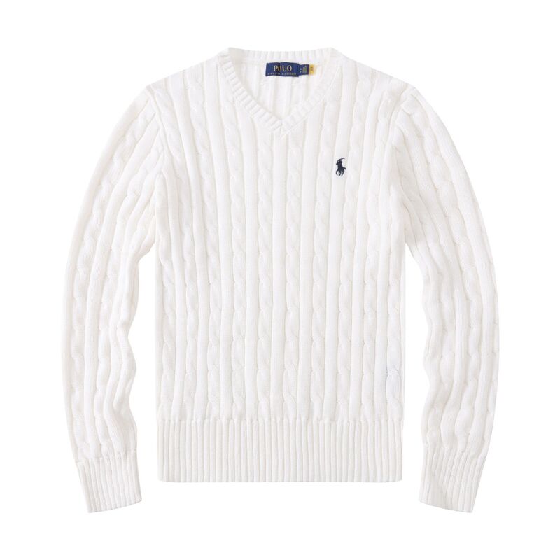 Autumn and winter cross-border solid-color crew-neck cable-knit sweater, men's business casual polo shirt with small horse logo embroidery, knitted couple's sweater