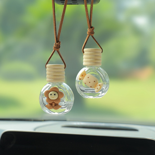 Car perfume bottle pendant milk tea series handmade diy glass empty bottle perfume bottle manufacturer direct sales car aromatherapy