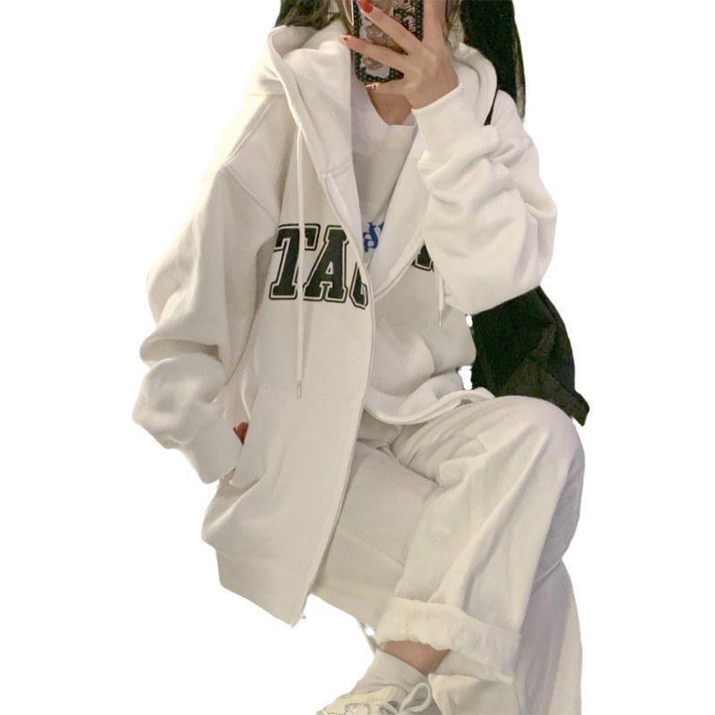 (2개) 기모 두꺼운 대외 무역 후드 스웨터 여성의 가을과 겨울 따뜻한 카디건 커플의 최고 플러스 사이즈 긴 소매베이스 셔츠 여성