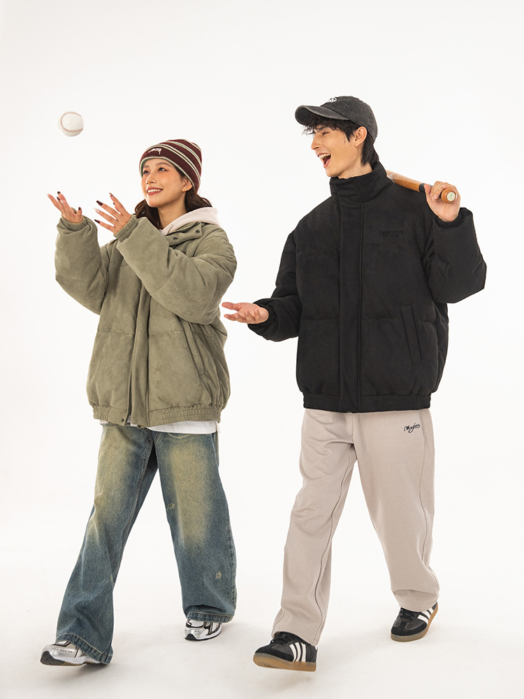 Nueva pareja marca de moda impresa suelta Abrigo acolchado de algodón abrigo de algodón acolchado abrigo de pan engrosado de gamuza para hombres y mujeres invierno