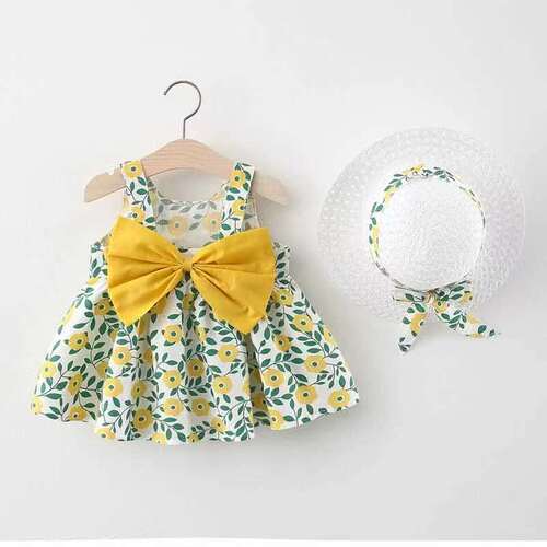 Summer  new Korean style suspender dress baby girl printed bow princess dress dropshipping 1070