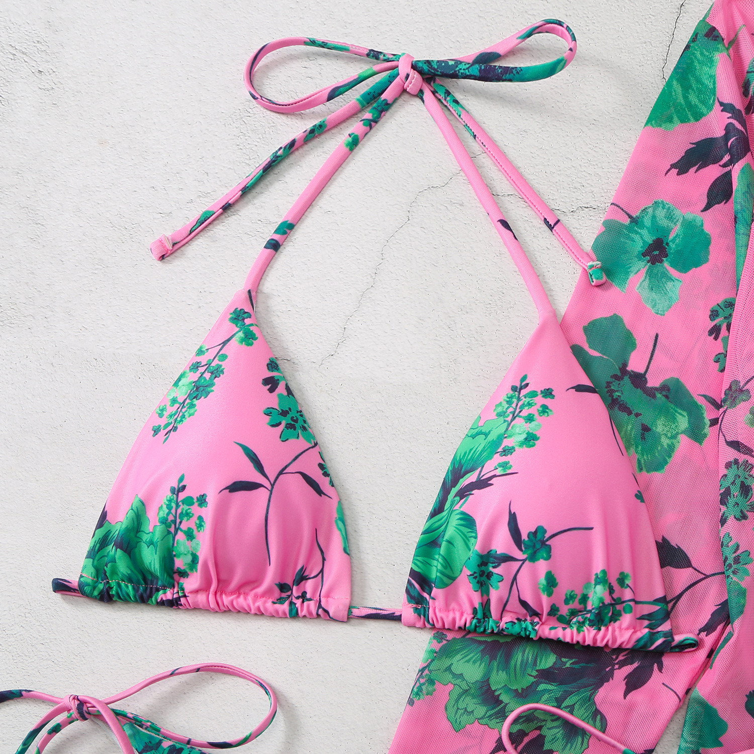 245g Weight Sexy Feel Of Sensation Low Waist Panties Waist Bikini Panties Style Bra&Panty Set Bra Category Polyester Fabric Type 3 Pieces Set Quantity Swimming Pool, Beach Occasion Tropical Pattern Triangle Cup Bra Cup Women's Gender Women's Tropical 3 Pieces Set Bikinis Swimwear 18