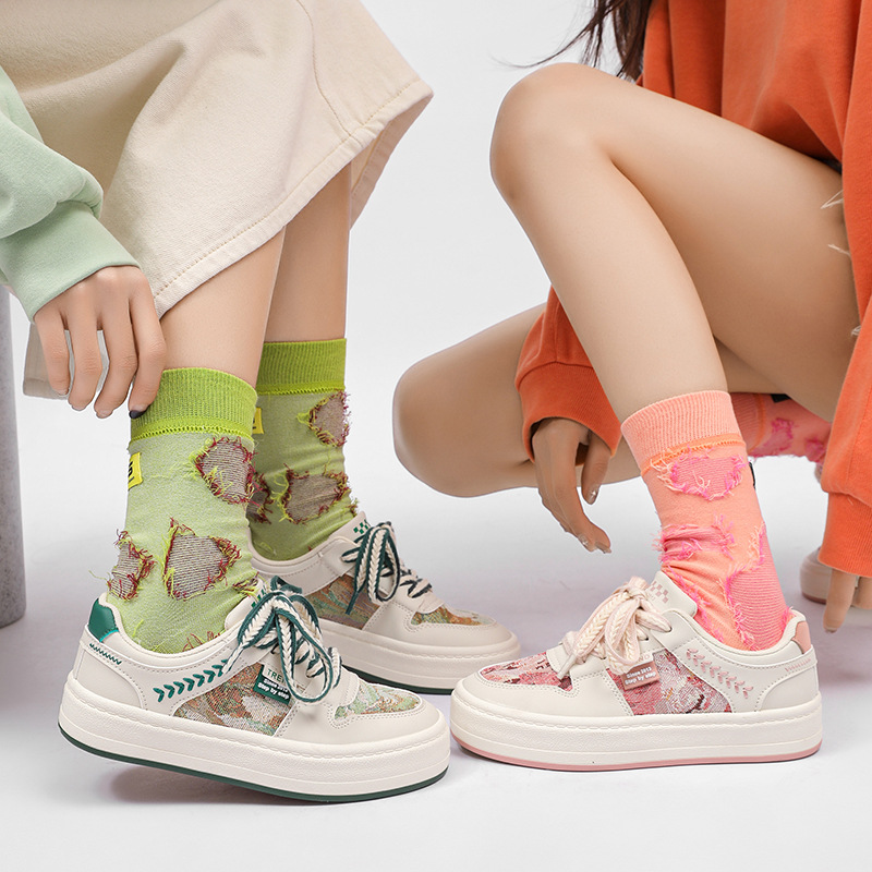 2025d Street Reverse Wear Fringe Label Long For Women Dark Beggar Style Ins Trend Personality Outdoor Mid-Calf Cotton Socks_voghion.com