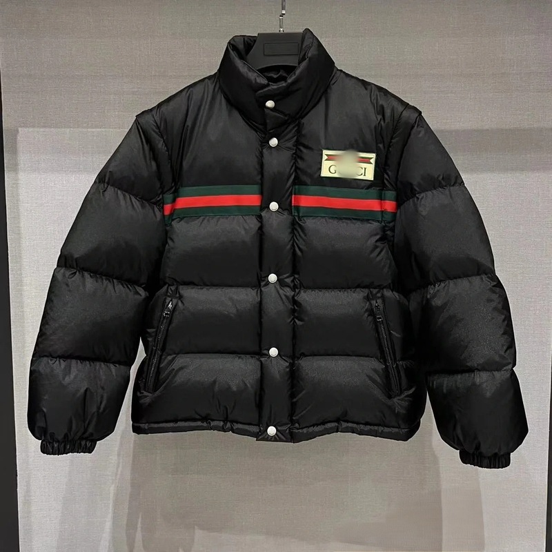 冬季GG新款时尚徽章彩条字母潮流加厚保暖男女同款羽绒服外套上衣|undefined