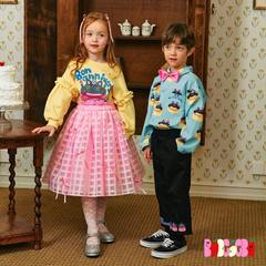 ！BE男女童可愛生日印花套裝2024春季新款寶寶襯衫衛衣蓬蓬裙