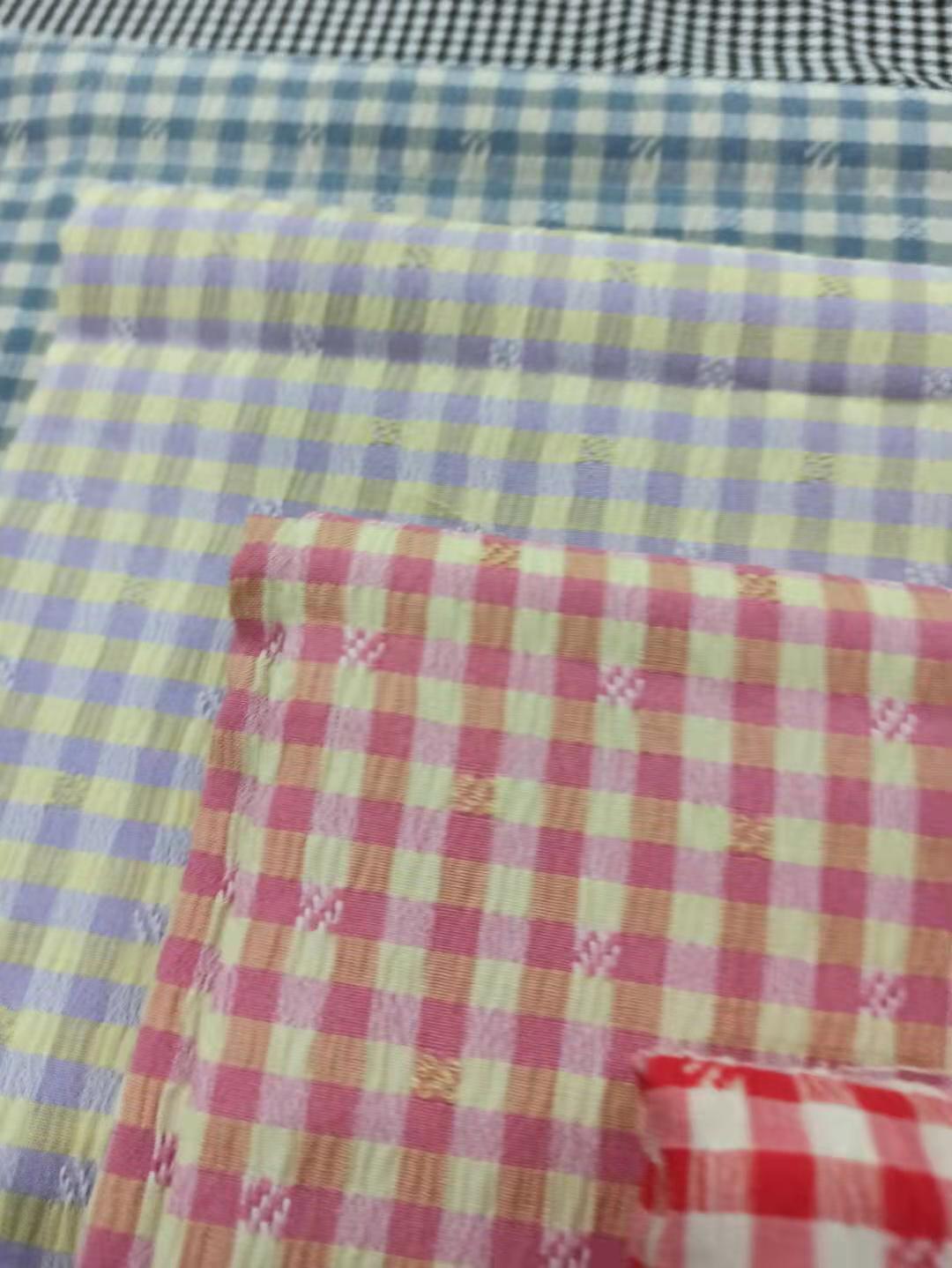 春夏新款 弹力泡泡格 休闲时装女装童装连衣裙 超柔手感  色织格