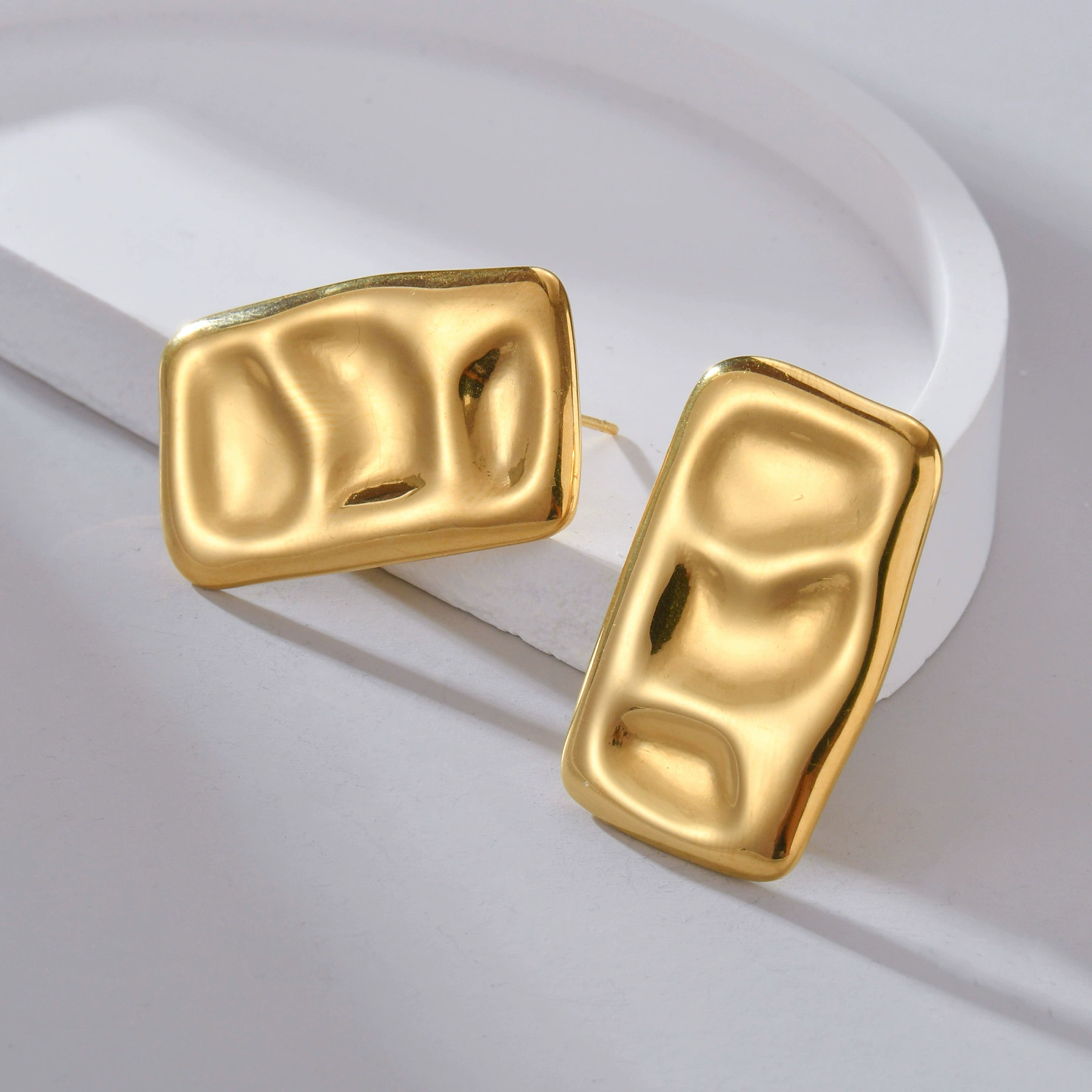 Серьги Tide: асимметричные из нержавеющей стали и 18K белого золота, простой элегантный дизайн, Style 1–5