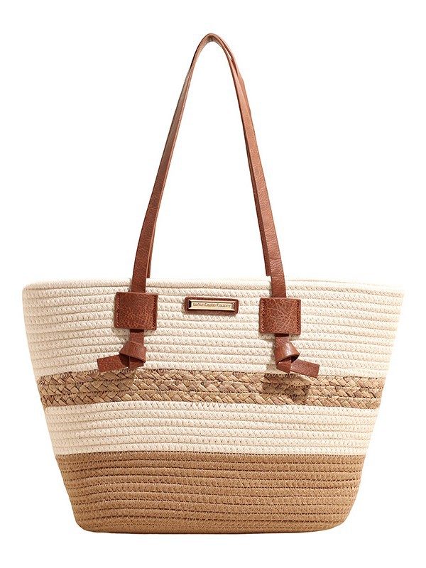 Bolso de mano de gran capacidad para mujeres 2026 verano nuevo estilo de moda tejido bolso de hombro brazaleta de viaje bolsa de ocio