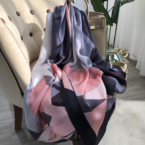 Hangzhou Silk Scarf Women's Versatile Korean Style Light Luxury Style Calla Lily Long Mulberry Silk Scarf Anti-Tank Shawl