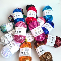 跨境多巴胺金属仿皮布条线手工钩针DIY金属风质感亮面布条线源头